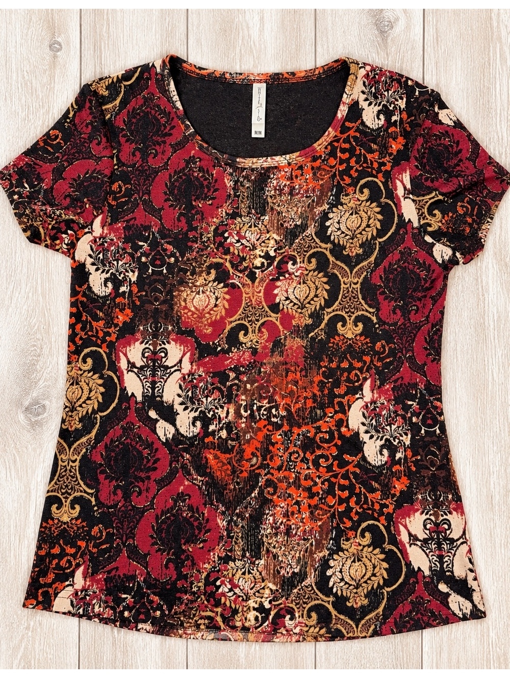 White Stag Women's Medium Short Sleeve T-Shirt with Ornate Pattern